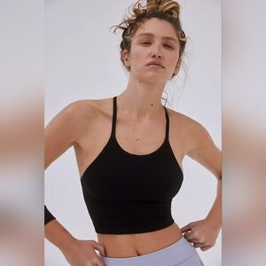 FP Movement by Free People Happiness Runs Black Ribbed Crop Top